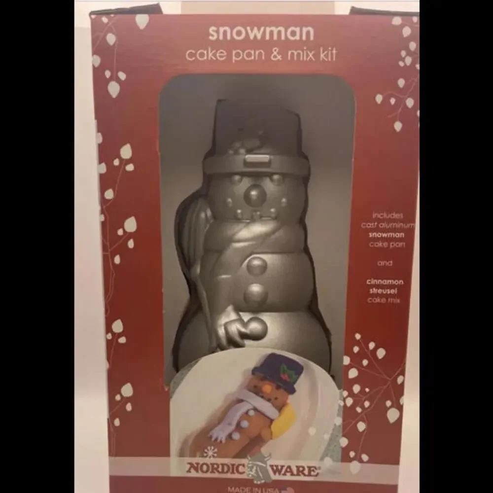 🌲🎁NIB Snowman Cake Pan, Cast Aluminum By Nordic Ware Cake Mix